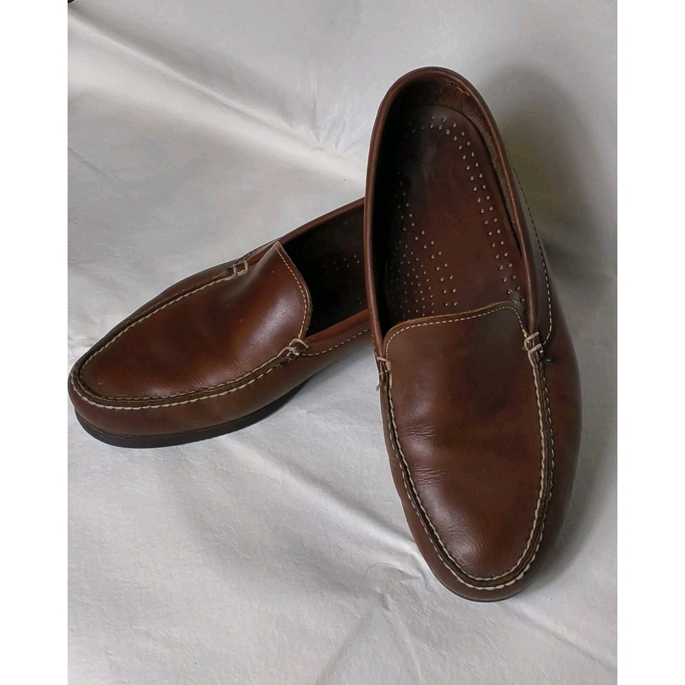 Dexter Vintage Brown Leather Venetian Loafers Slip On Boat Mocs - Size 9 1/2